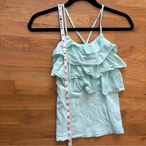 J. Crew Crew Cuts Aqua Ruffle girls top 100% cotton